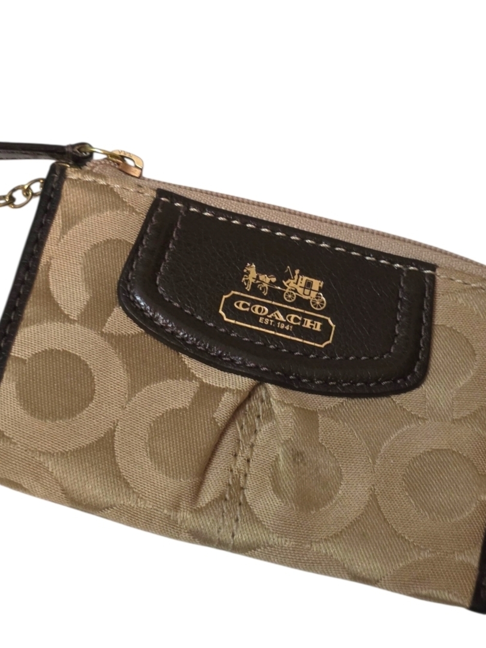 Coach Carriage Collection Cardholder Signature C Coin Purse Khaki Brown - Picture 10 of 11